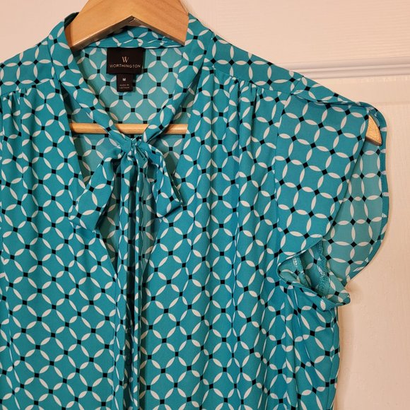 🍂 Worthington Blouse Geometric Print - Picture 2 of 7